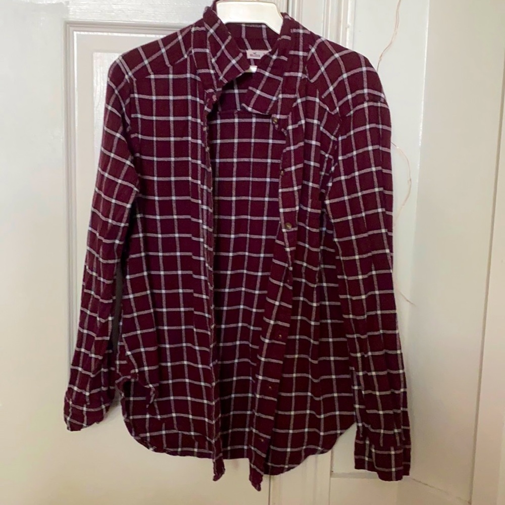 ‼️maroon & white hollister flannel